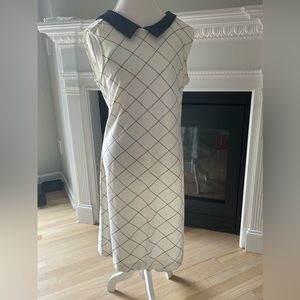 Sharagano navy and white sleeveless dress